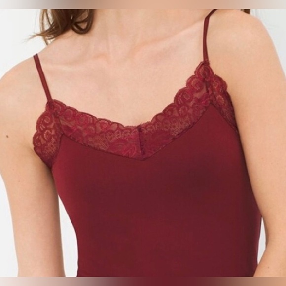 White House Black Market Red Lace-Hem Camisole Tank Preowned Size Medium - Picture 3 of 3